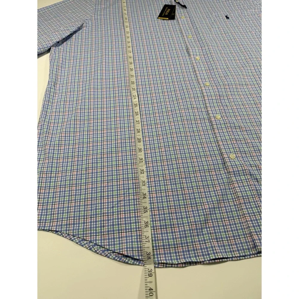 Polo Ralph Lauren Performance Oxford Short Shirt 4XLT Pink Blue Plaid $125 NWT